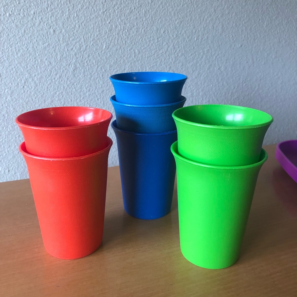 Vintage Cute Tupperware Cups Set of 7 Plastic